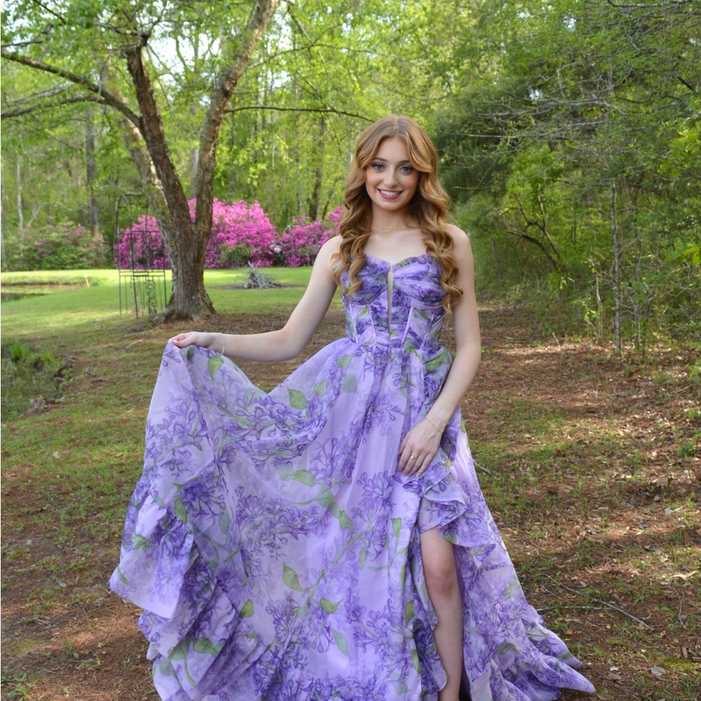 Elegant Purple Floral Dress
